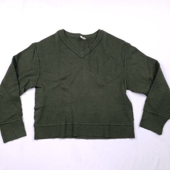 Wishlist Cropped Sweater Womens M/L Green V-Neck‎ Long Sleeve - Picture 1 of 8